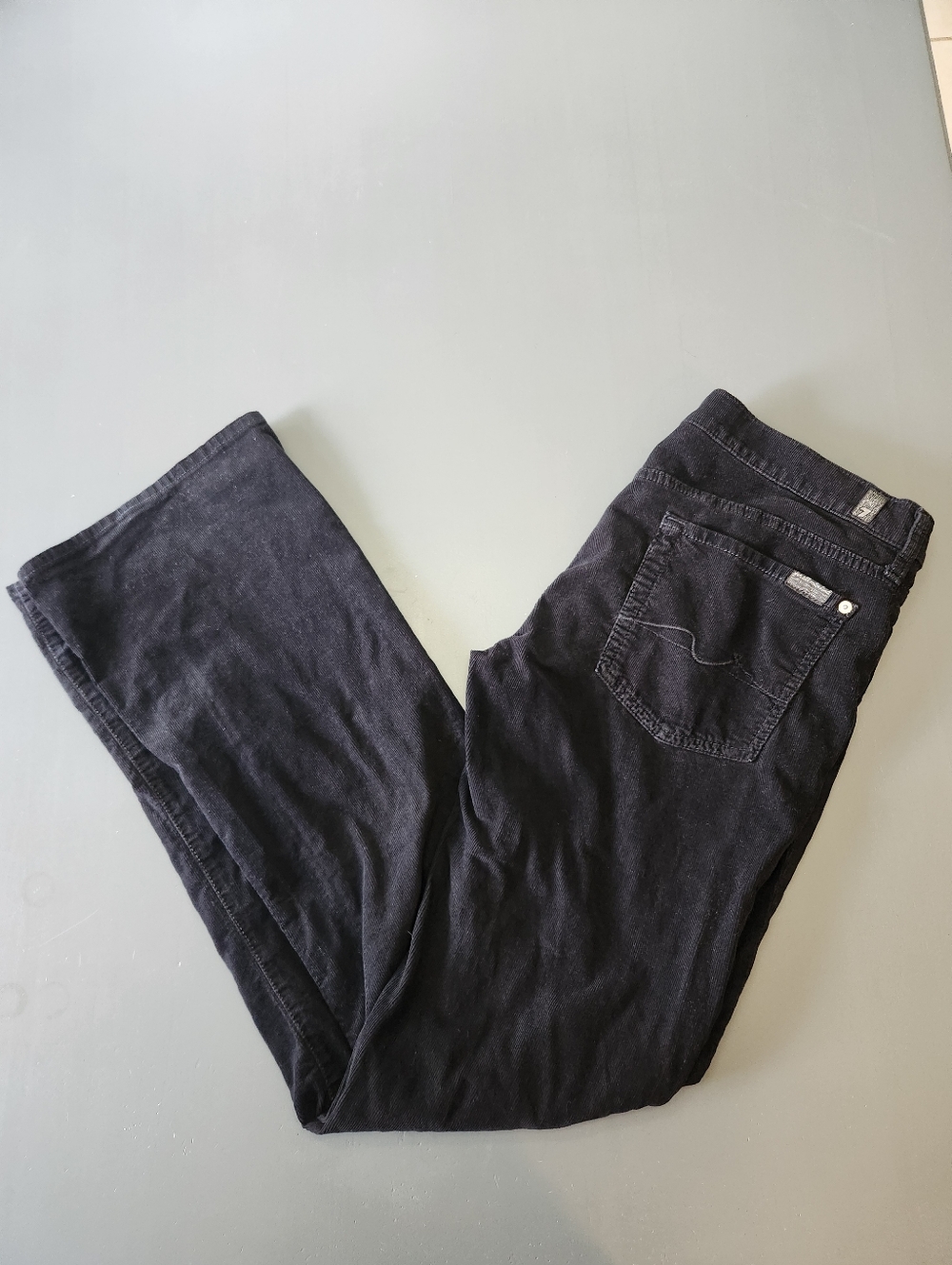 7 For All Mankind Womens 32 Black Corduroy Bootcut Pants Stretch Made in USA